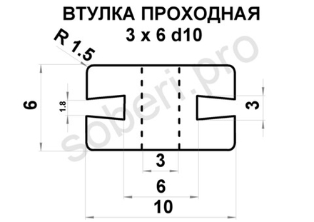 3 х 6 втулка проходная уплотнительная изоляционная кабельная, цвет черный или белый