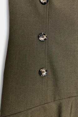 ZARA КОРОТКОЕ ПЛАТЬЕ С ПОДПЛЕЧНИКАМИ И ВОЛАНАМИ, ТЕМНО-ЗЕЛЕНЫЙ