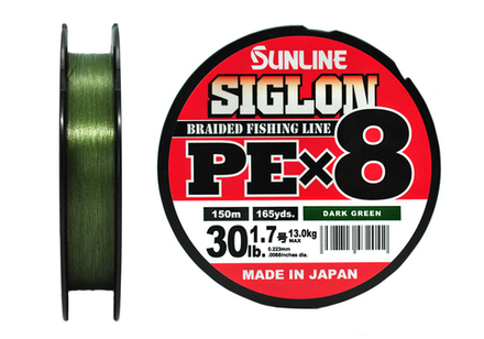 Плетёный шнур Sunline SIGLON PEx8 #1.7/30lb 150m Dark Green