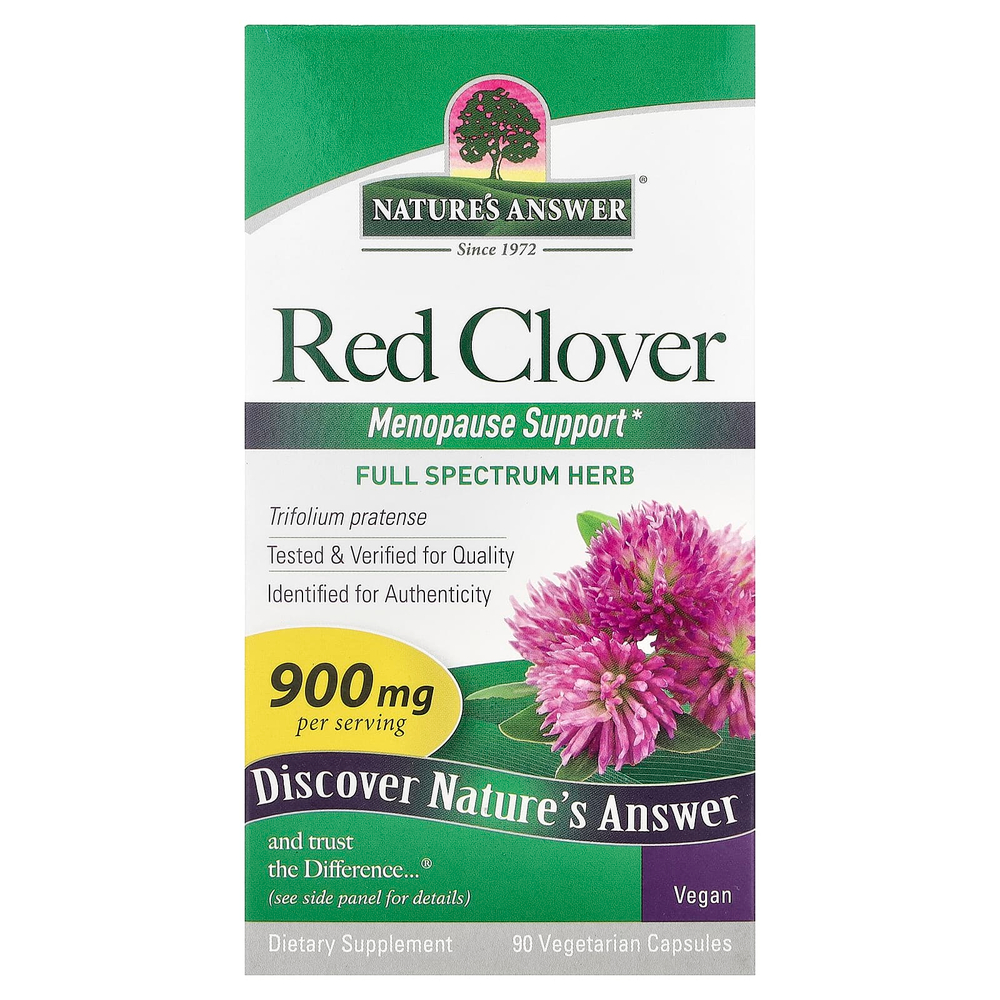 Nature's Answer, красный клевер, 90 вегетарианских капсул (450 мг в 1 капсуле)