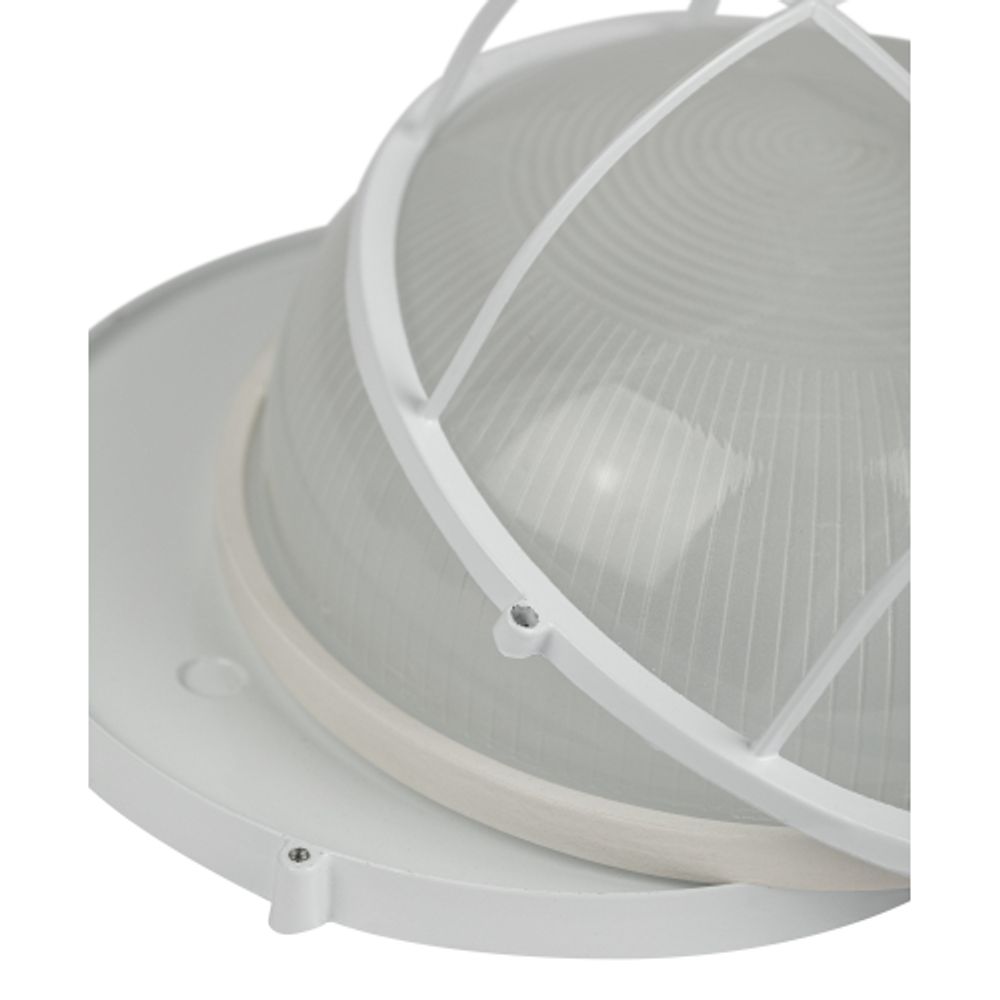 Светильник ЭРА НБП 03-100-002 Акватермо алюминий/стекло решетка IP54 E27 max 100Вт D240 круглый белый | Светильники ЖКХ IP54