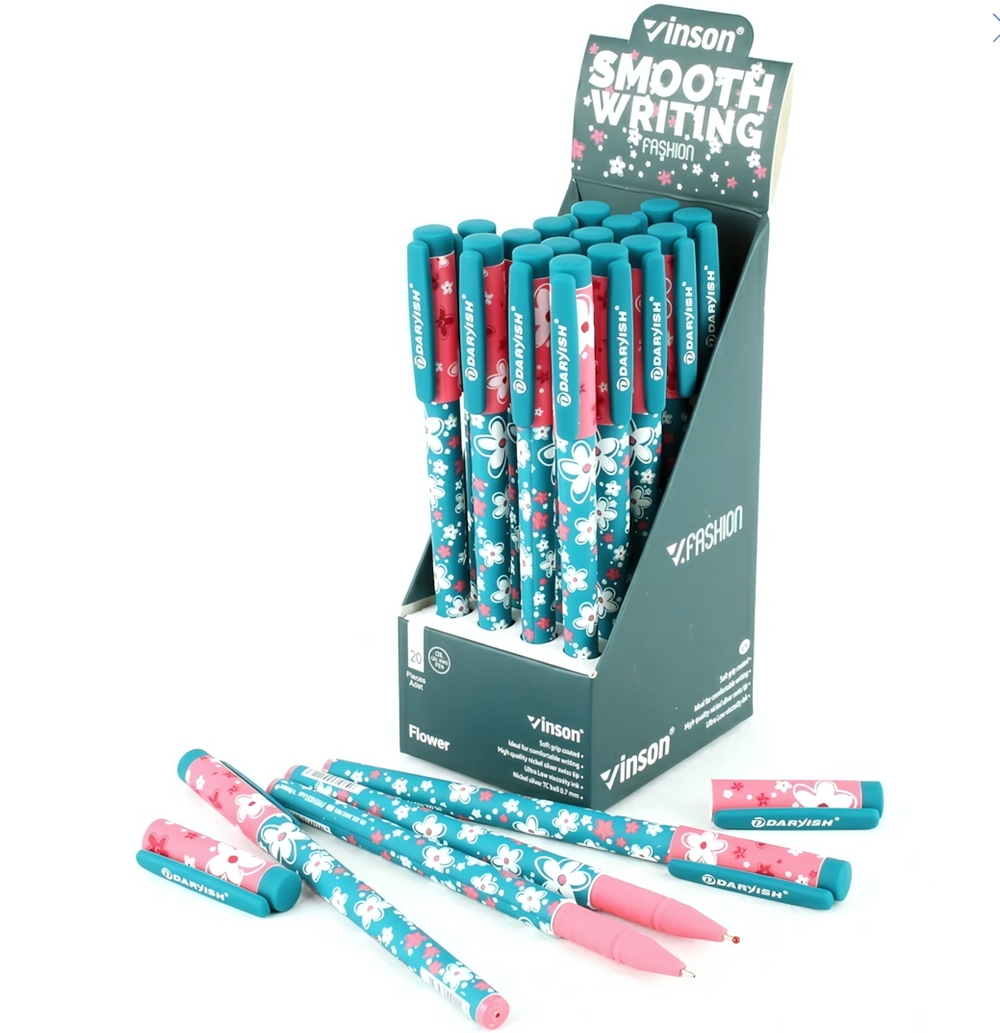 Ручка шарик. масл. основа, синяя, корпус "Цветы" "soft" (Darvish)