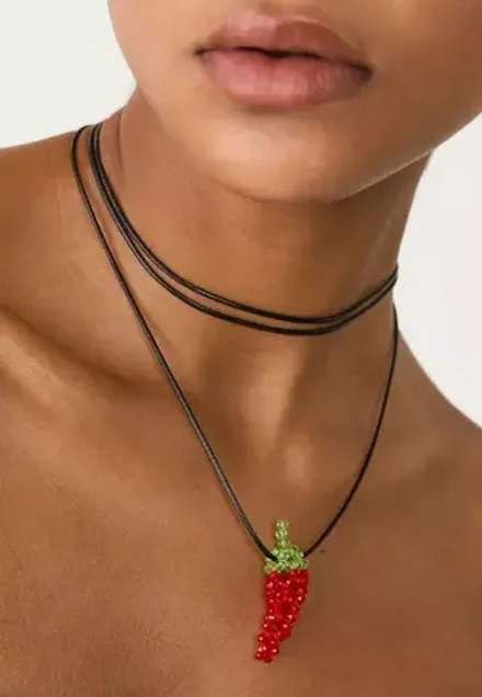 STRADIVARIUS Ожерелье с подвеской из бисера, красный