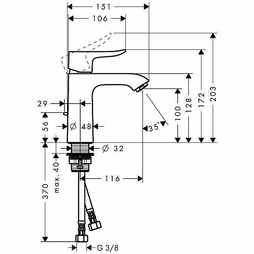 Смеситель для раковины Hansgrohe Metris 31080000