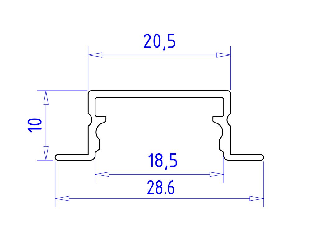Ambrella Алюминиевый профиль встраиваемый 28.6*10 для светодиодной ленты до 18,5мм Alum Profile GP1200AL