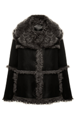 Двусторонняя чёрно-серая шуба-дублёнка