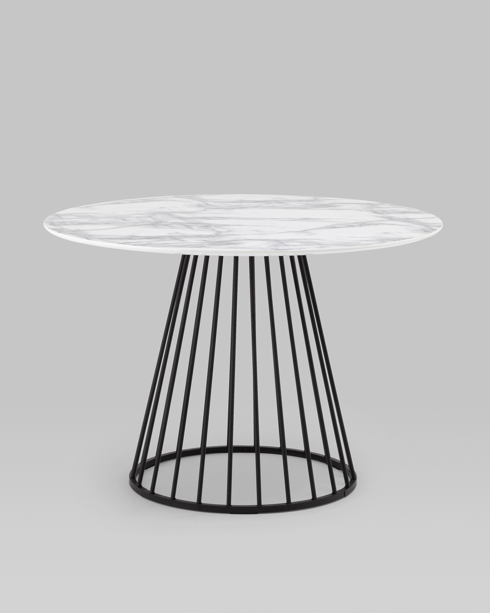 Стол обеденный Ливерпуль 110*110 белый мрамор черная ножка