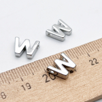 Подвеска-бусина Буква W, цвет серебро (родий), размер 8,5*10 мм, отверстие 1,5 мм, цена за 1 шт