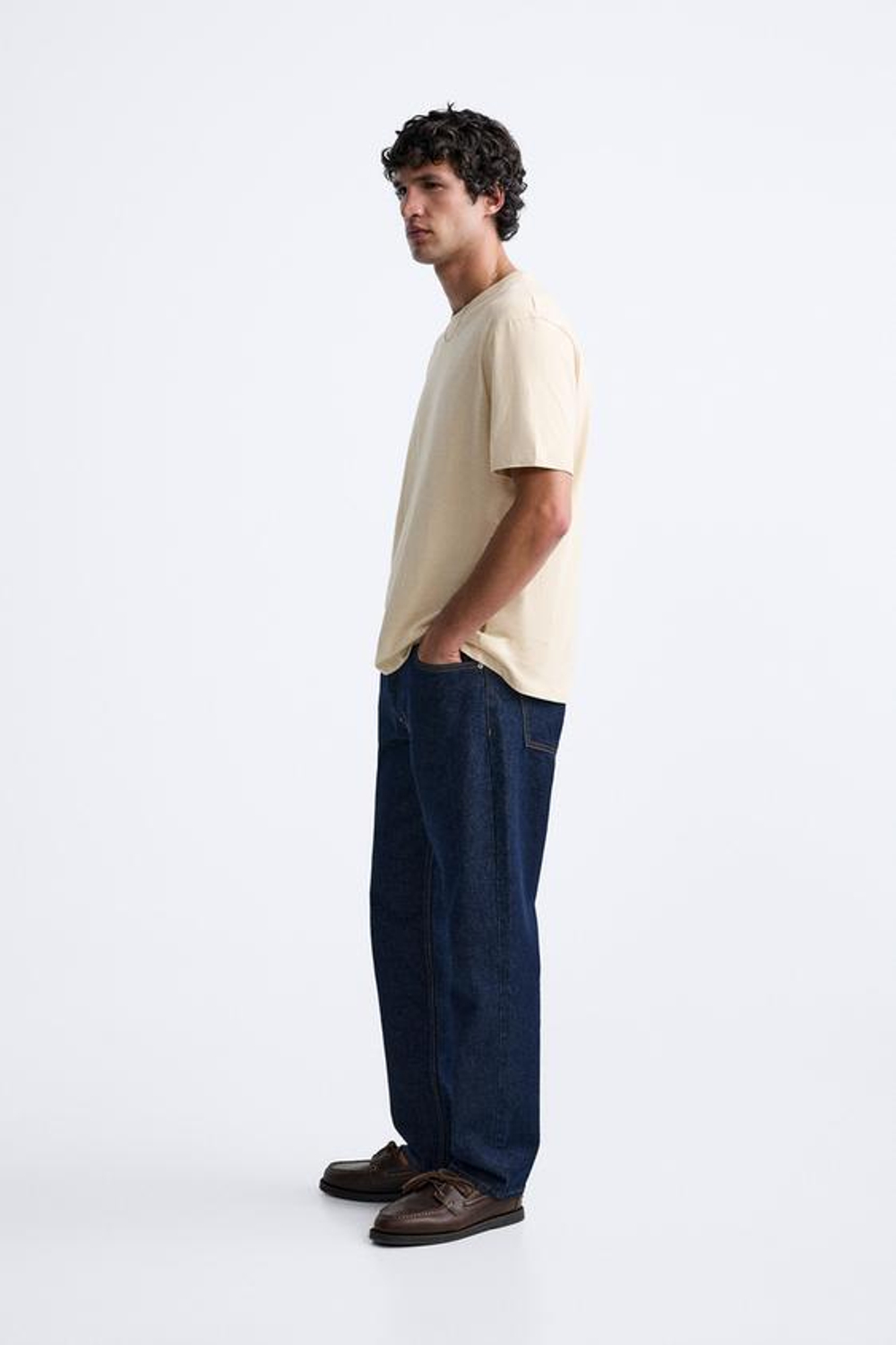 ZARA БАЗОВАЯ ФУТБОЛКА MEDIUM WEIGHT, РЫЖЕВАТО-КОРИЧНЕВЫЙ