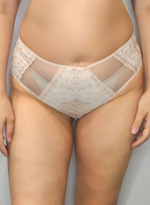 Женские трусики из нежного гипюра с люрексом (Размер: XL) (Цвет: телесный)