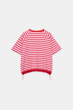 ZARA ФУТБОЛКА В ПОЛОСКУ СО СТОППЕРАМИ, РОЗОВЫЙ