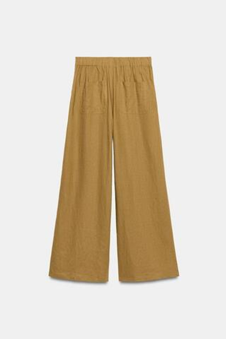 ZARA ШИРОКИЕ БРЮКИ С ЗАЩИПАМИ, ОХРА