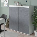 Шкаф с 2 раздвижными дверями - IKEA PLATSA/ПЛАТСА ИКЕА, 41,8х120х122,9 см, белый/темно серый