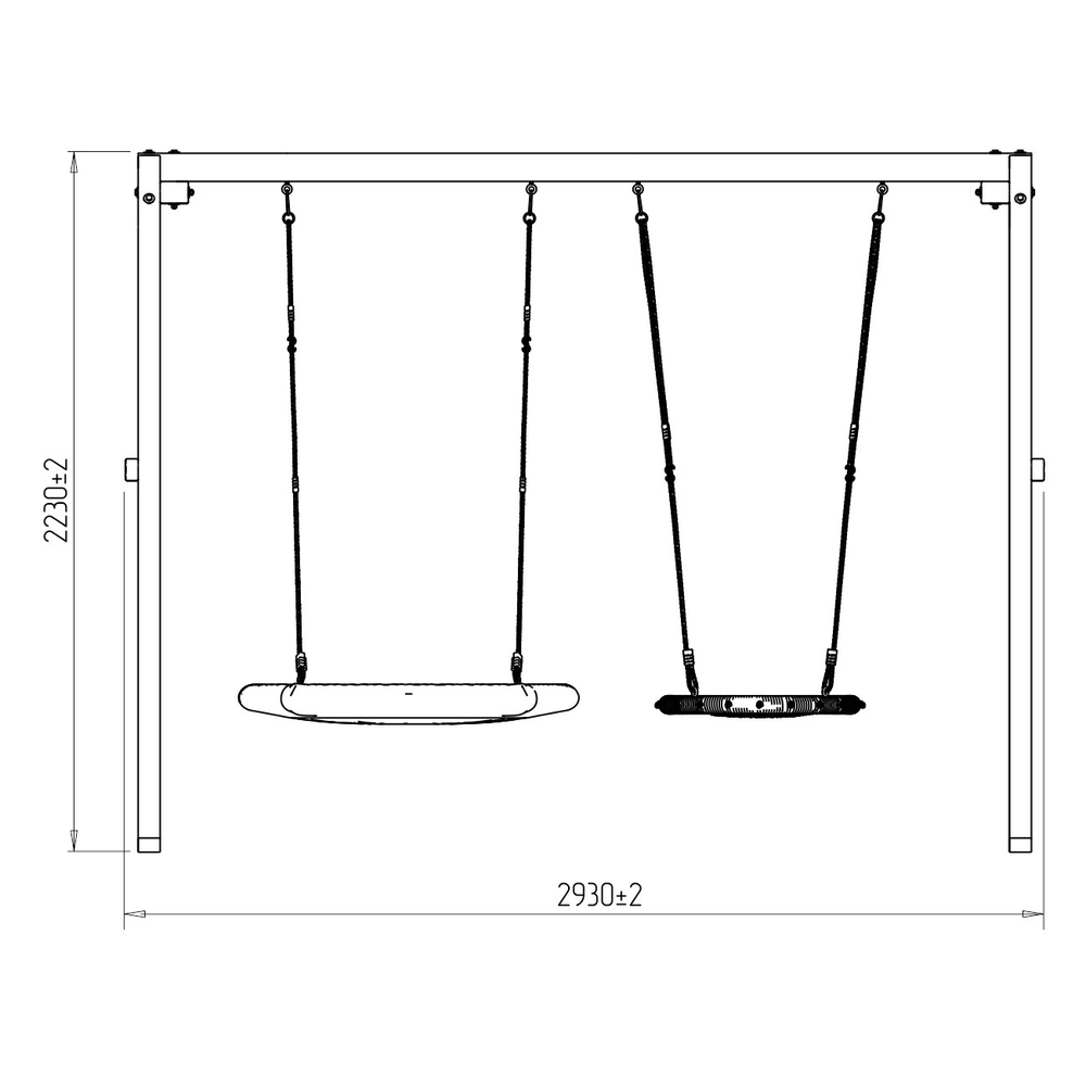Деревянные качели с качелями гнездо 60 см и качелями гнездо Свиби
