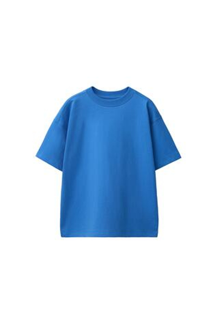 ZARA БАЗОВАЯ ОДНОТОННАЯ ФУТБОЛКА, ГЛУБОКИЙ СИНИЙ