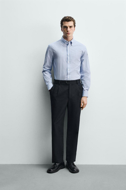 ZARA РУБАШКА КЛАССИЧЕСКОГО КРОЯ ИЗ ХЛОПКА, ПОЛОСКИ