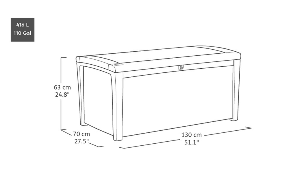 Пластиковый сундук Keter Borneo 416 л graphite