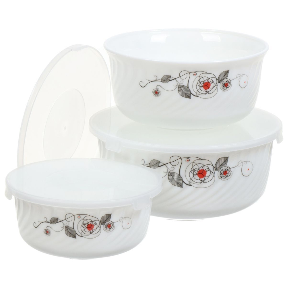 Салатник стеклокерам, кругл, 3 шт, 19,16,14 см, с крыш, Рапсодия, Daniks, W 3X 327/245502