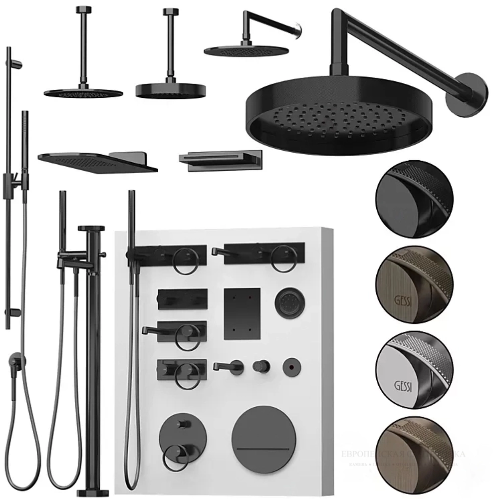 Смеситель для раковины Gessi Anello, настенный, короткий излив, встраиваемый, цвет Black Metal Brushed PVD