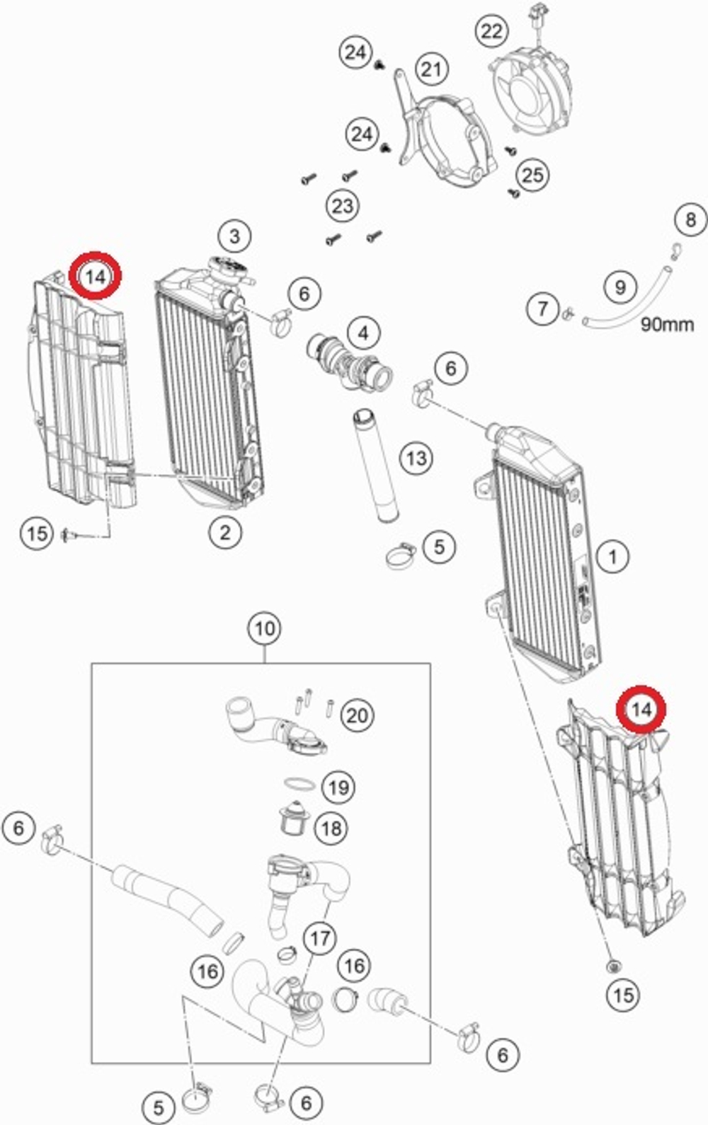 Защита радиатора KTM, HQV, GASGAS 125-450F