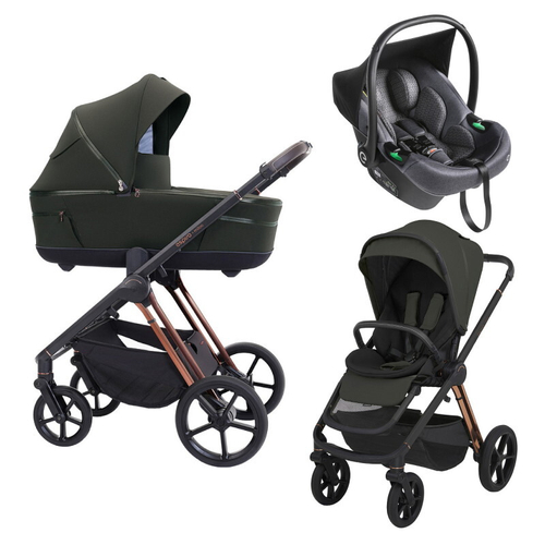 Детская коляска 3 в 1 Espiro Miloo 2025 и автокресло Pi Graphite 204 luxury green / Графитовый (Graphite 117)