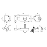 Замок накладной дверной, Омега, 3Н1, 00-00000619, бронза