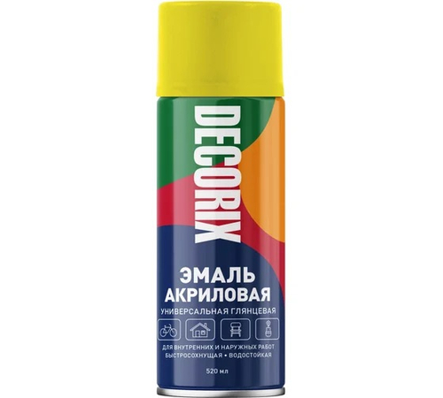 Аэрозольная эмаль универсальная Decorix (520 мл) желтая