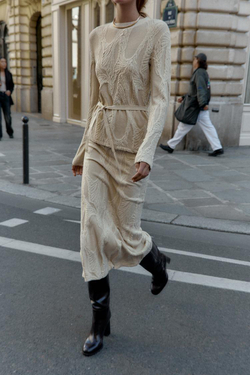 ZARA ЖАККАРДОВЫЙ ТОП С ПОЯСОМ, СЛОНОВАЯ КОСТЬ