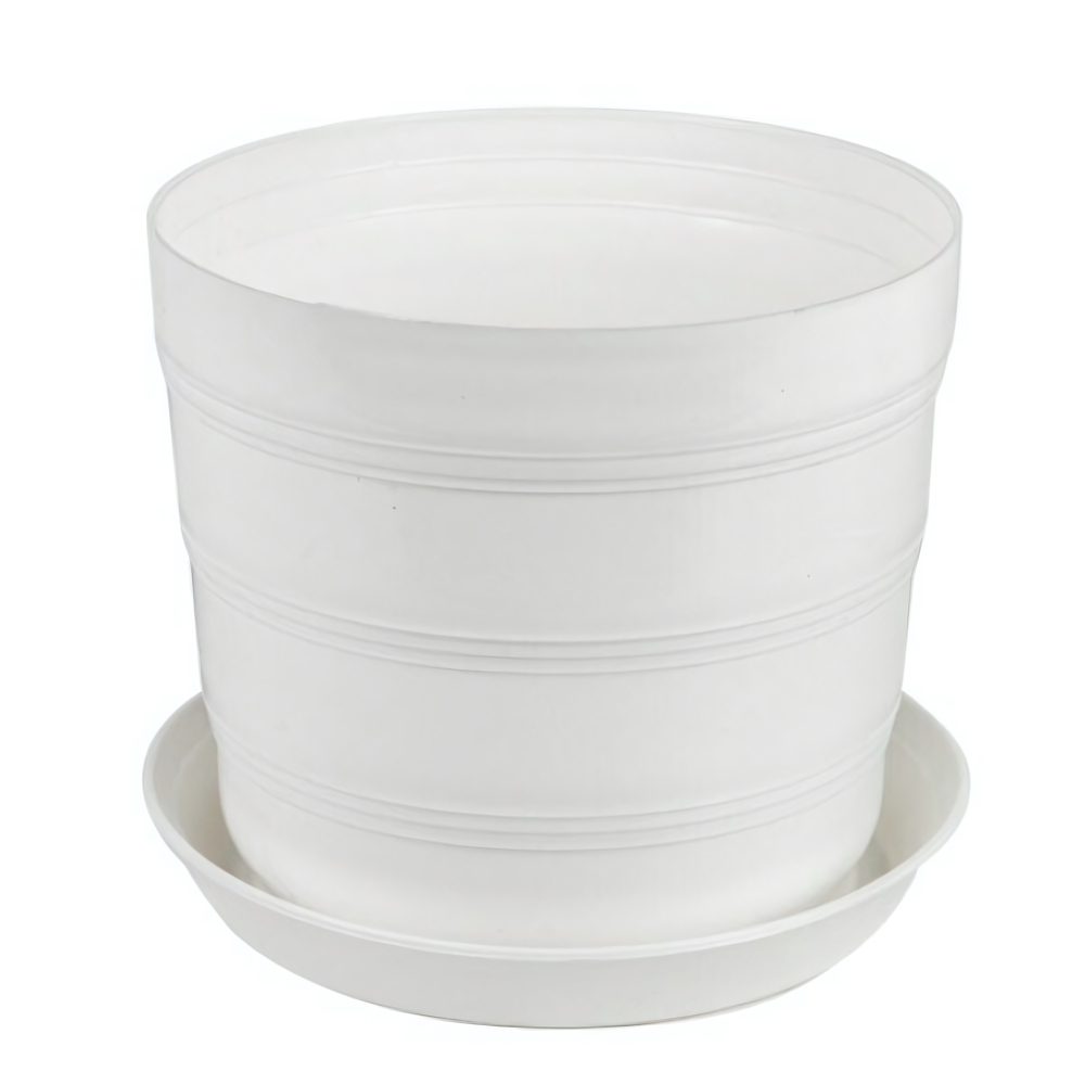 Кашпо "Классик" с поддоном 1,2 л (цвет белый)