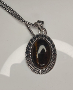 Комплект бижутерии "Тигровый глаз" - Овал (натуральный камень, бижутерный сплав)
