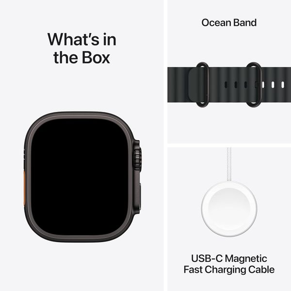Умные часы Apple Watch Ultra 3 49 мм черный титан, ремешок Ocean черного цвета