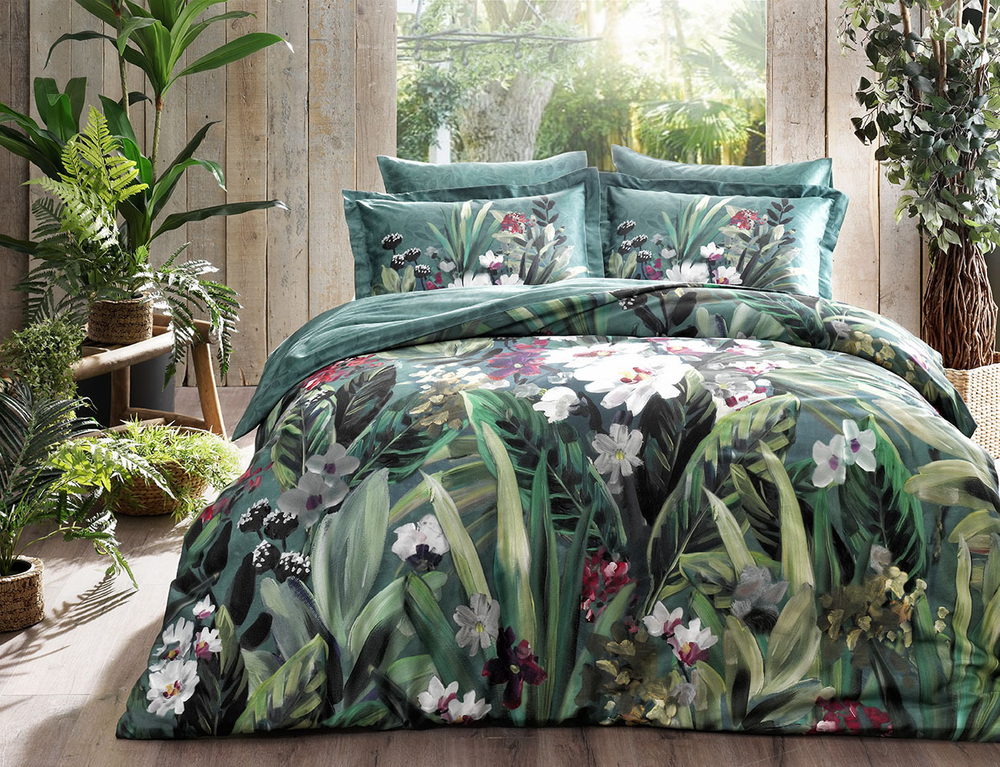 Комплект постельного белья ТАЧ Сатин Digital 2-спальный "VALENCIA" V01-Зеленый
