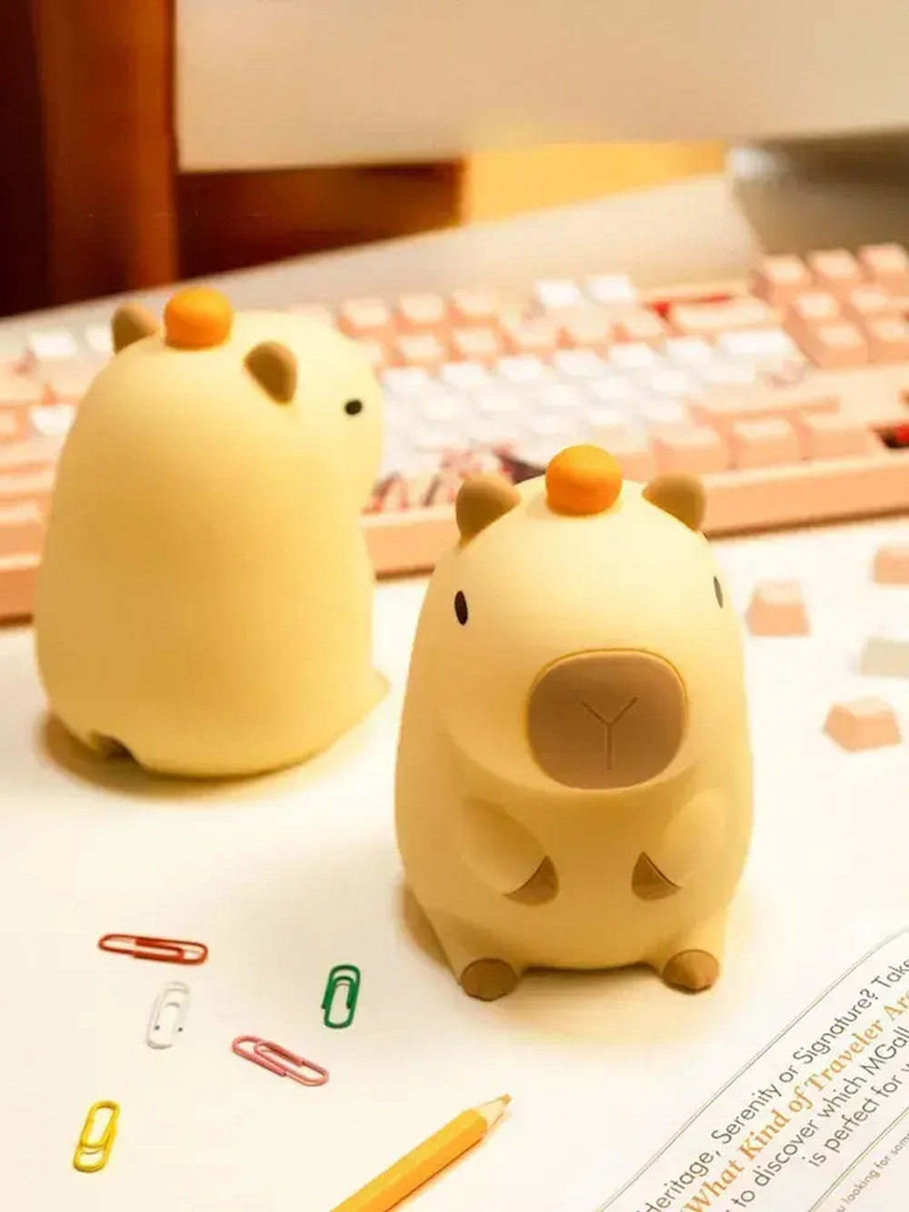 Детский ночник с таймером Капибара силиконовый, беспроводной светильник для малышей