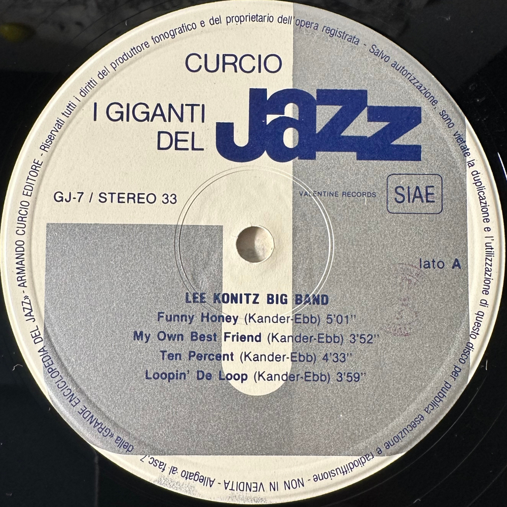 Giganti Del Jazz Vol. 7 - Lee Konitz Big Band / Joe Farrell / Michael Longo / Eddie Locke (Италия 1980г.)