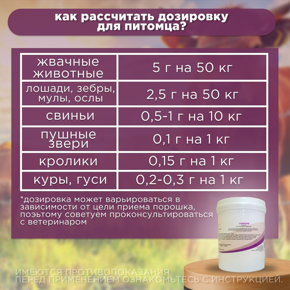 Порошок противопаразитарный для орального применения широкого спектра действия для сельскохозяйственных животных, птиц и пушных зверей Универм ( Pharmbiomed), 150 гр. Аверсектин С