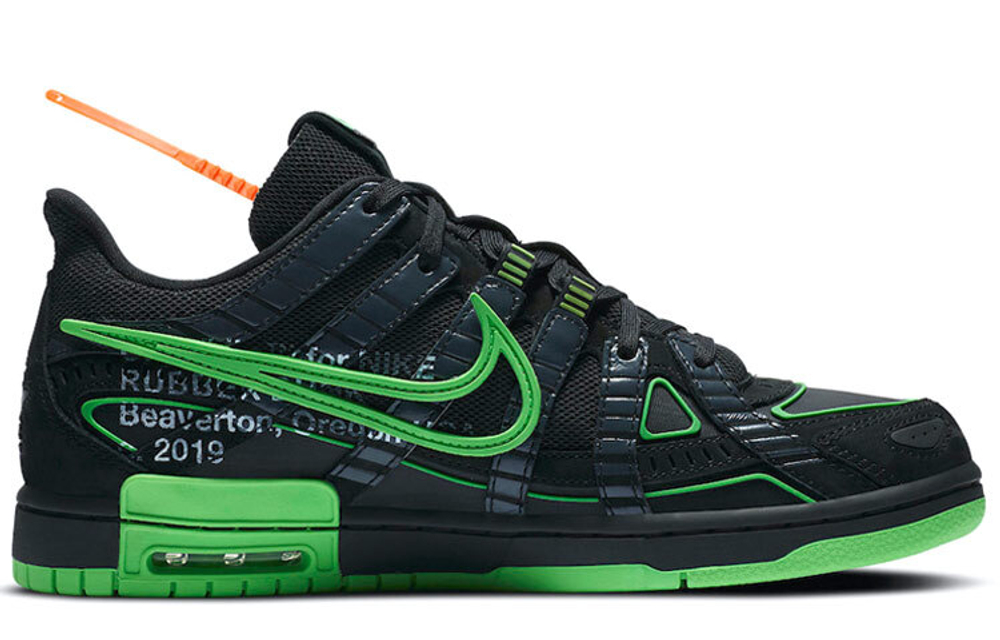 OFF-WHITE x Nike Rubber Dunk "Green Strike" Trend Low Panel Shoes Black Green American Limited