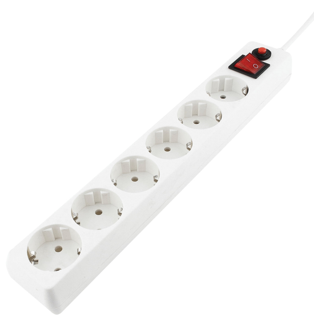 Сетевой фильтр питания ГАРНИЗОН 6-розеток 1.4-метра 10А с предохранителем