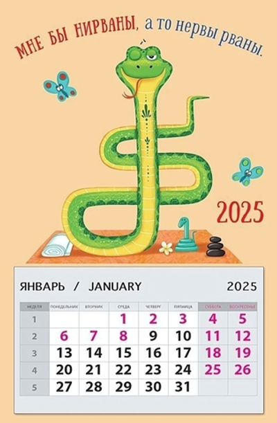 Календарь на магните 95х145 "Мне бы нирваны, а то нервы рваны. 2025" (АртДизайн)