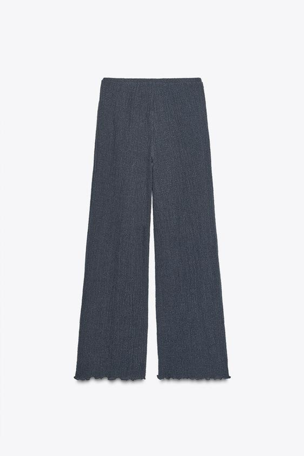 ZARA ПРЯМЫЕ БРЮКИ ИЗ ТКАНИ С ТЕКСТУРОЙ, СЕРО-СИНИЙ