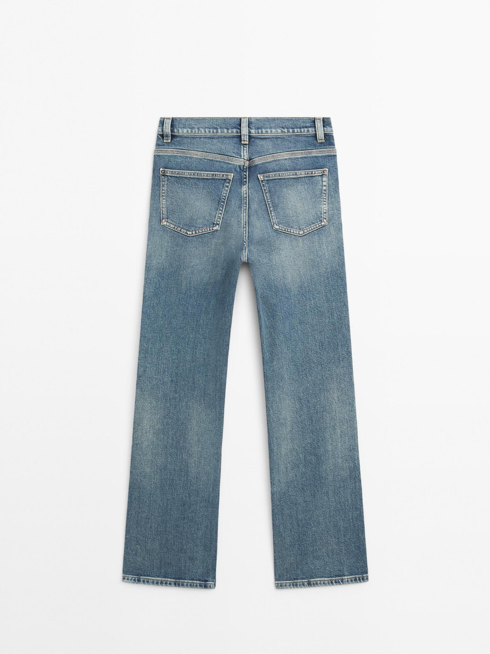 Massimo Dutti Расклешенные джинсы с высокой посадкой, голубой