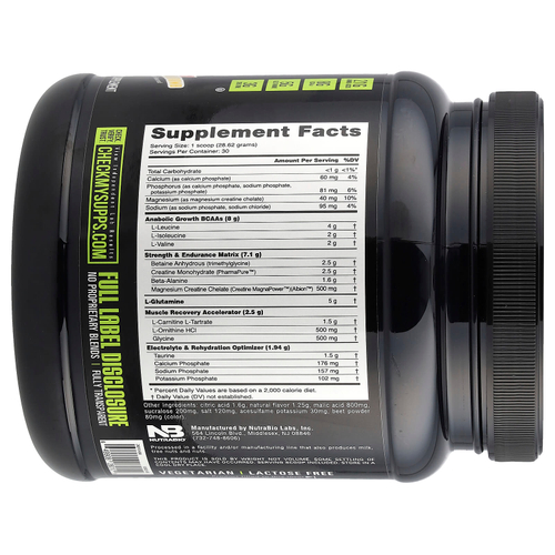 NutraBio, Reload, матрица для восстановления, клубника и лимон, 868 г (1,91 фунта)