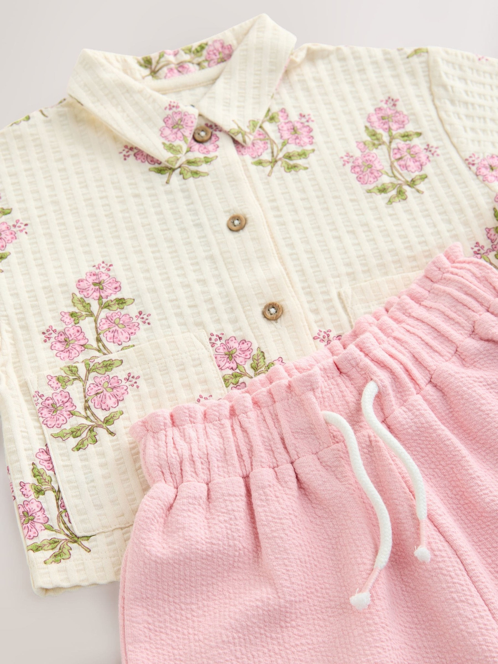 Рубашка и брюки в комплекте для девочки Next E51-370, Персиковый, Молочный