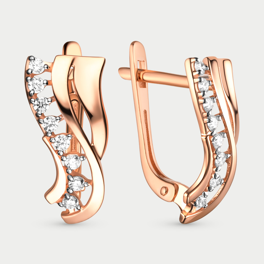 Серьги женские с фианитами из розового золота 585 пробы (арт. 40261300)