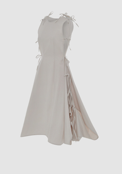 Платье на завязках серое
