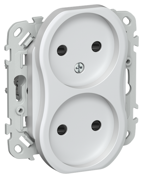 FLITE Розетка 2-местная без заземления с защитными шторками 10А РСш02-0-ФлЖ жемчуг IEK