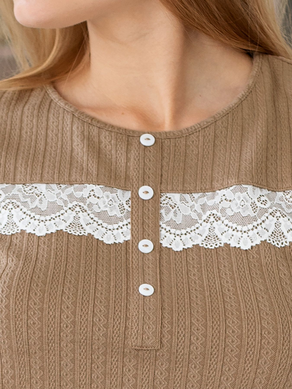 Домашний трикотажный комплект: футболка и брючки (Размер: S) (Цвет: бежевый)