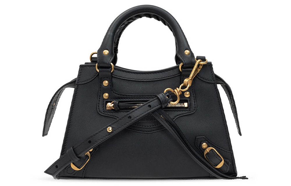 Balenciaga Calfskin One Shoulder Clutch Mini Women"s Black