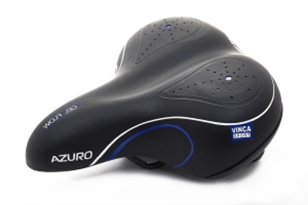 Седло комфортное с гелем 246*206мм черное с синим. инд.уп. Vinca Sport VS 02 azuro black/blue
