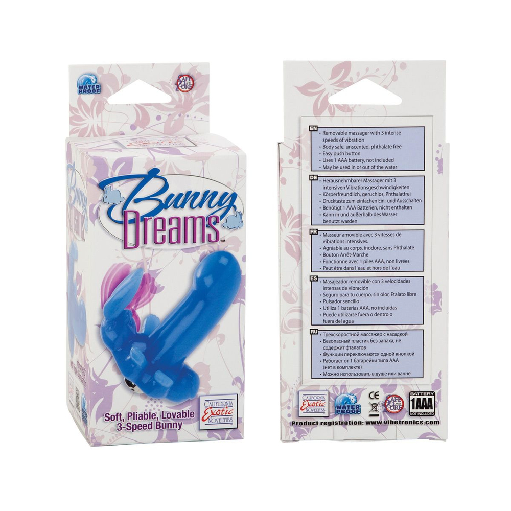 Голубой вибростмулятор в виде кролика Bunny Dreams (Цвет: голубой)