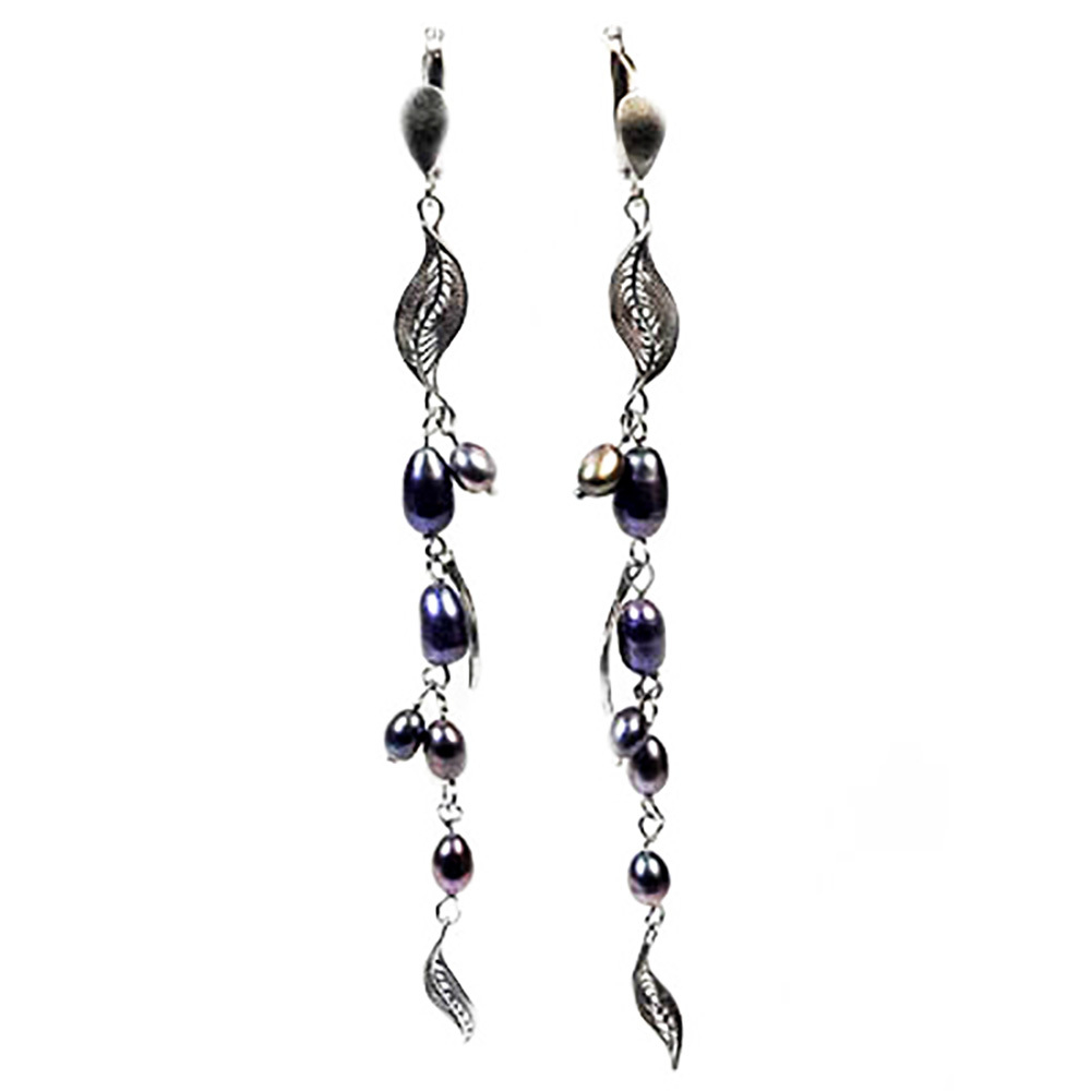 Серьги "Гаяне" жемчуг, скань асс.